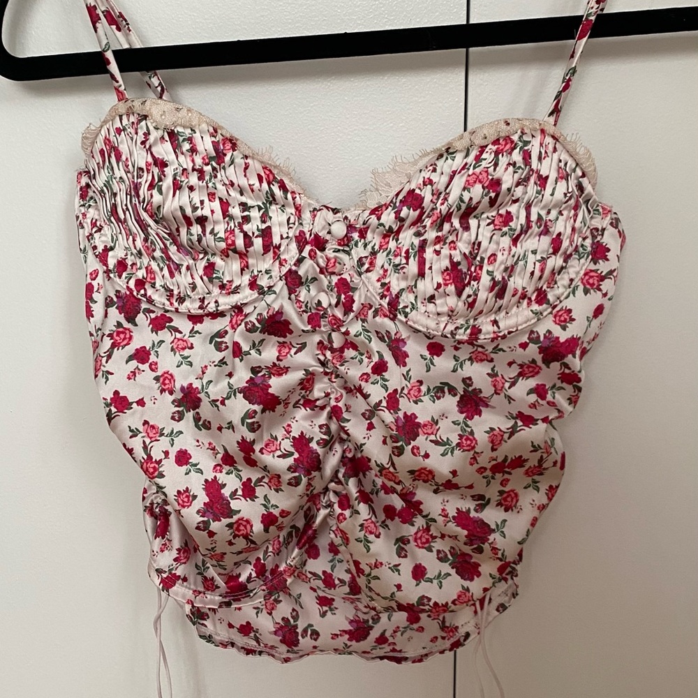 floral spaghetti strap bustier
